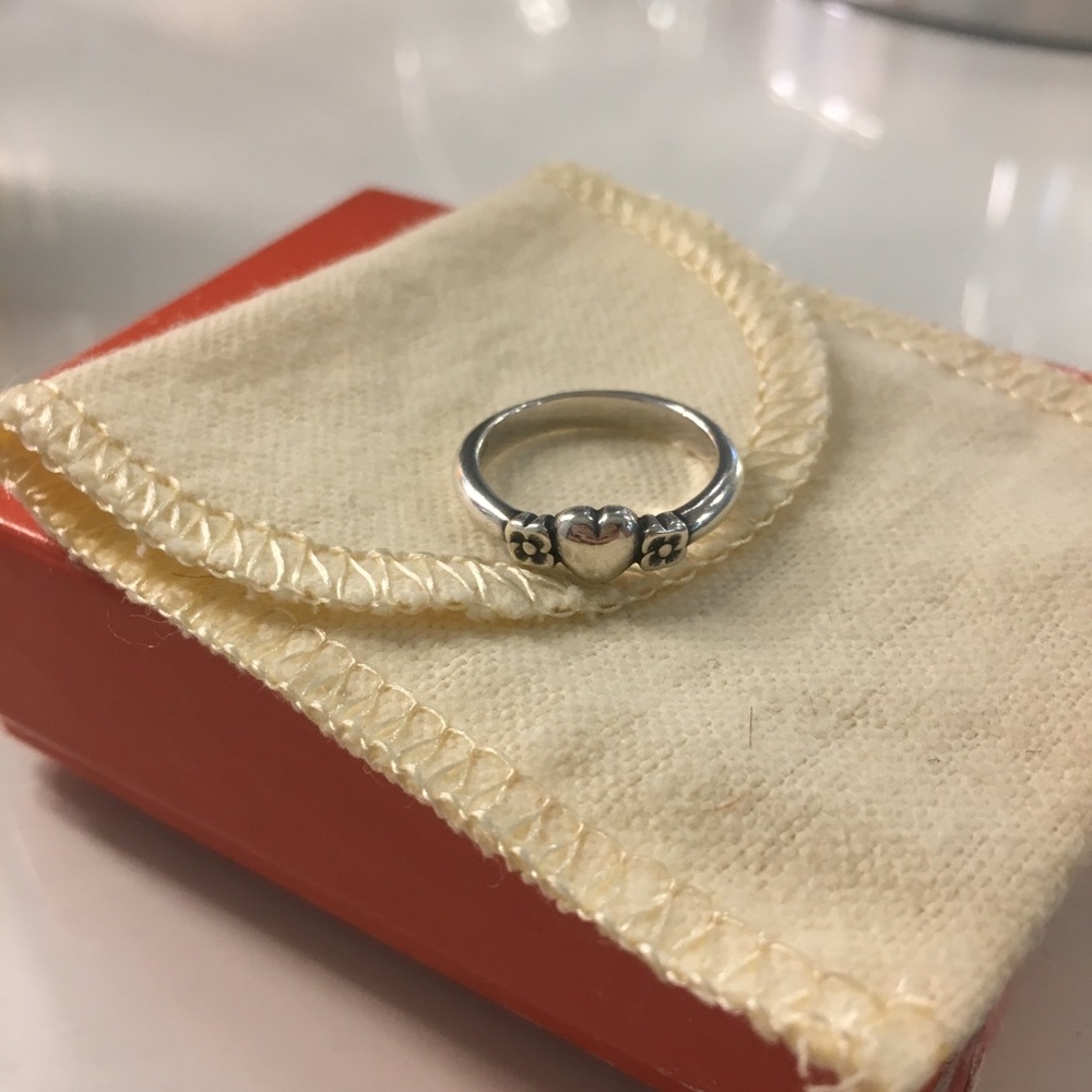 Heart with Two Flowers Ring